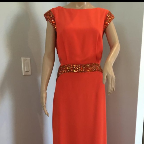 Pamela Rolland Embellished Cowl Back Evening Gown - Picture 5 of 7